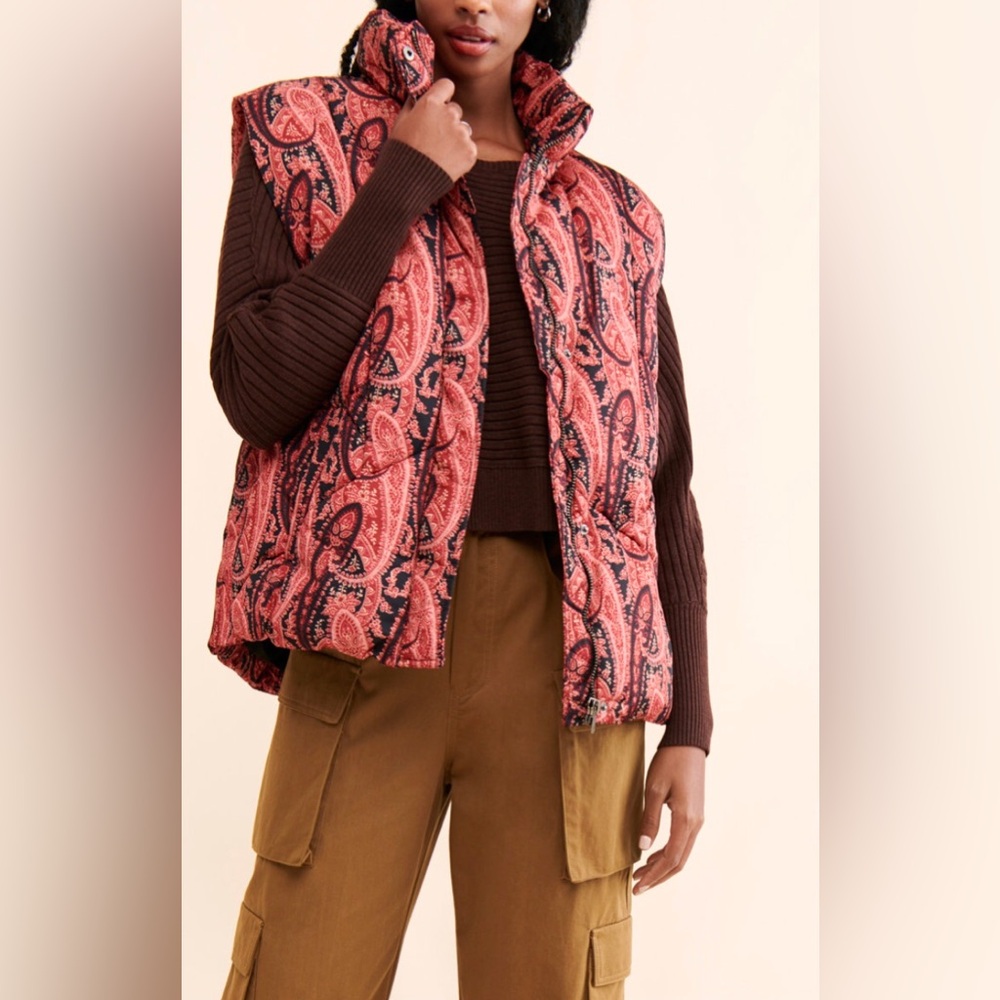 Free People Flora Paisley Puffer Vest Jacket